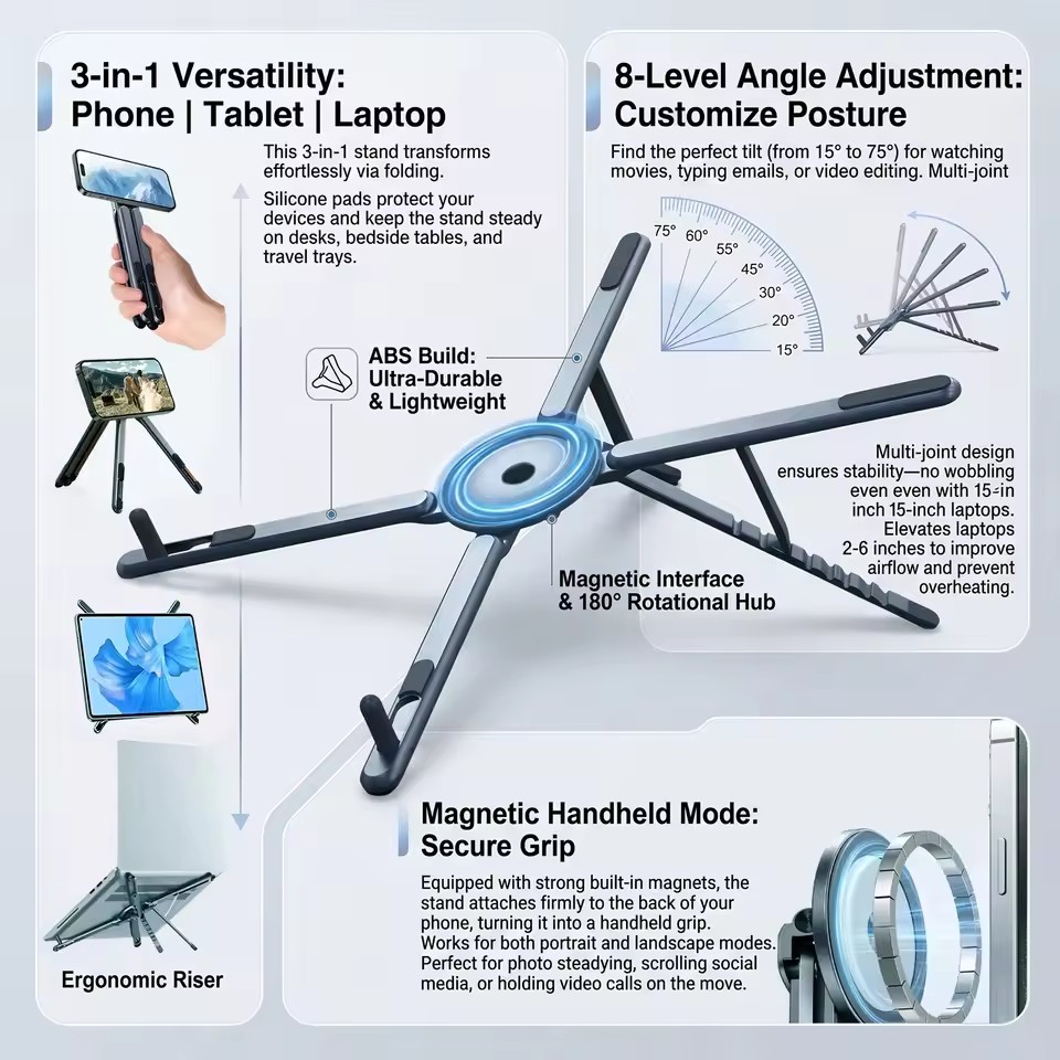 Selfie Stick Tripod - Soporte Magnético Portátil para Teléfono y