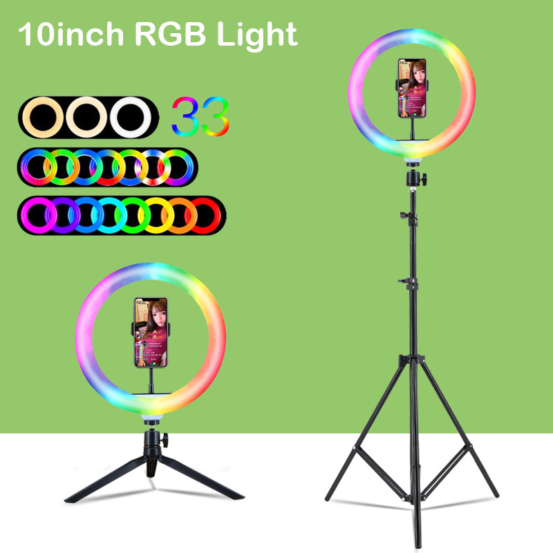 Selfie Stick Tripod - Aro de Luz LED RGB de