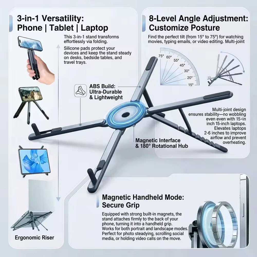 Selfie Stick Tripod - Soporte Magnético Portátil para Teléfono y