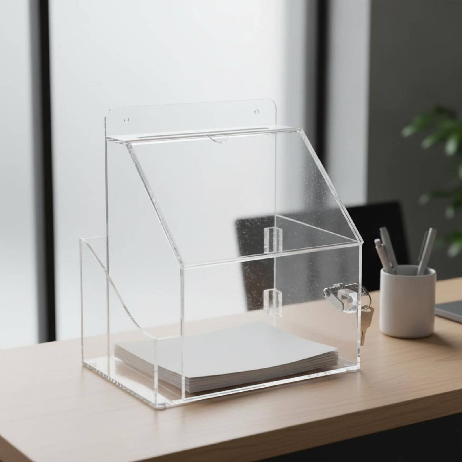 Caja de donaciones de acrílico - Phone Accessories Company reseña y precio
