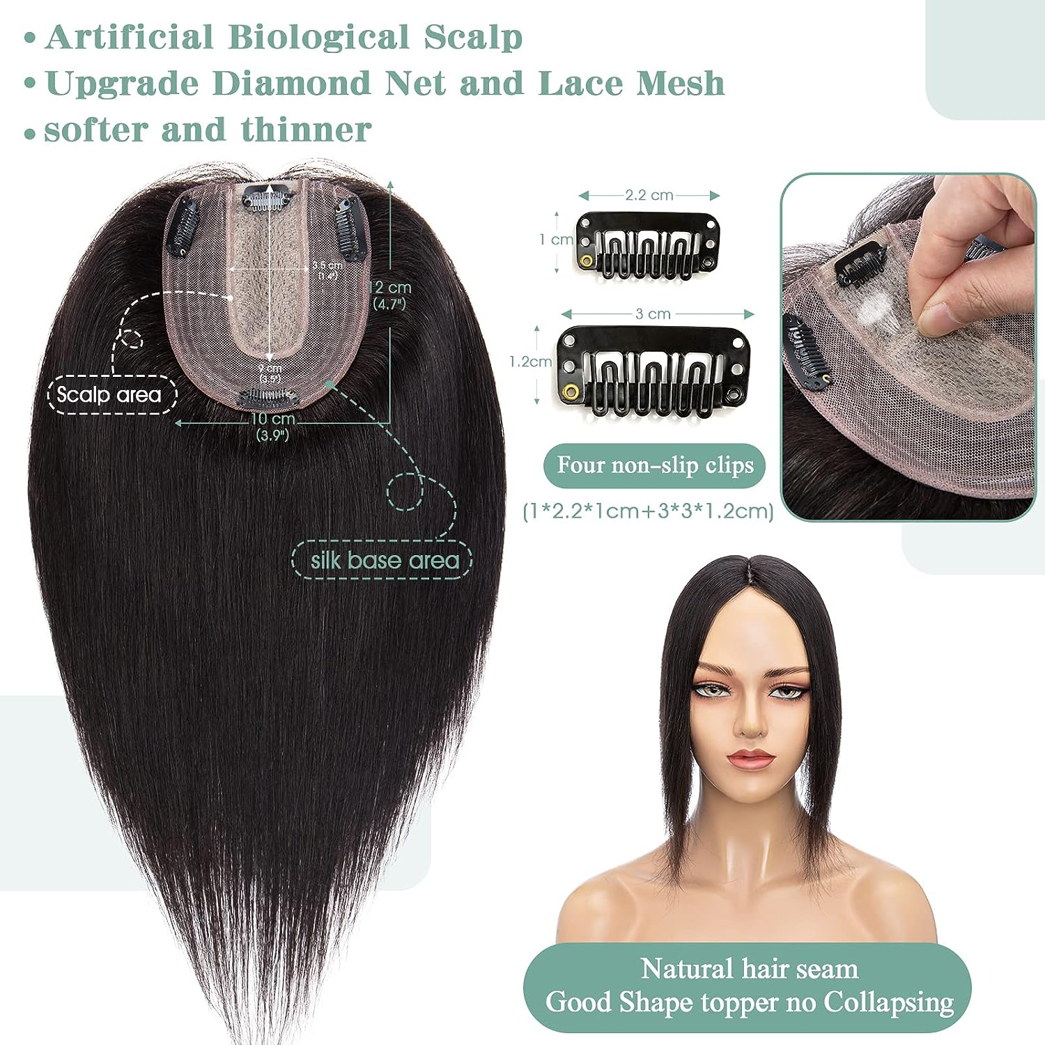 Topper de cabello humano liso  - Phone Accessories On Top reseña y precio