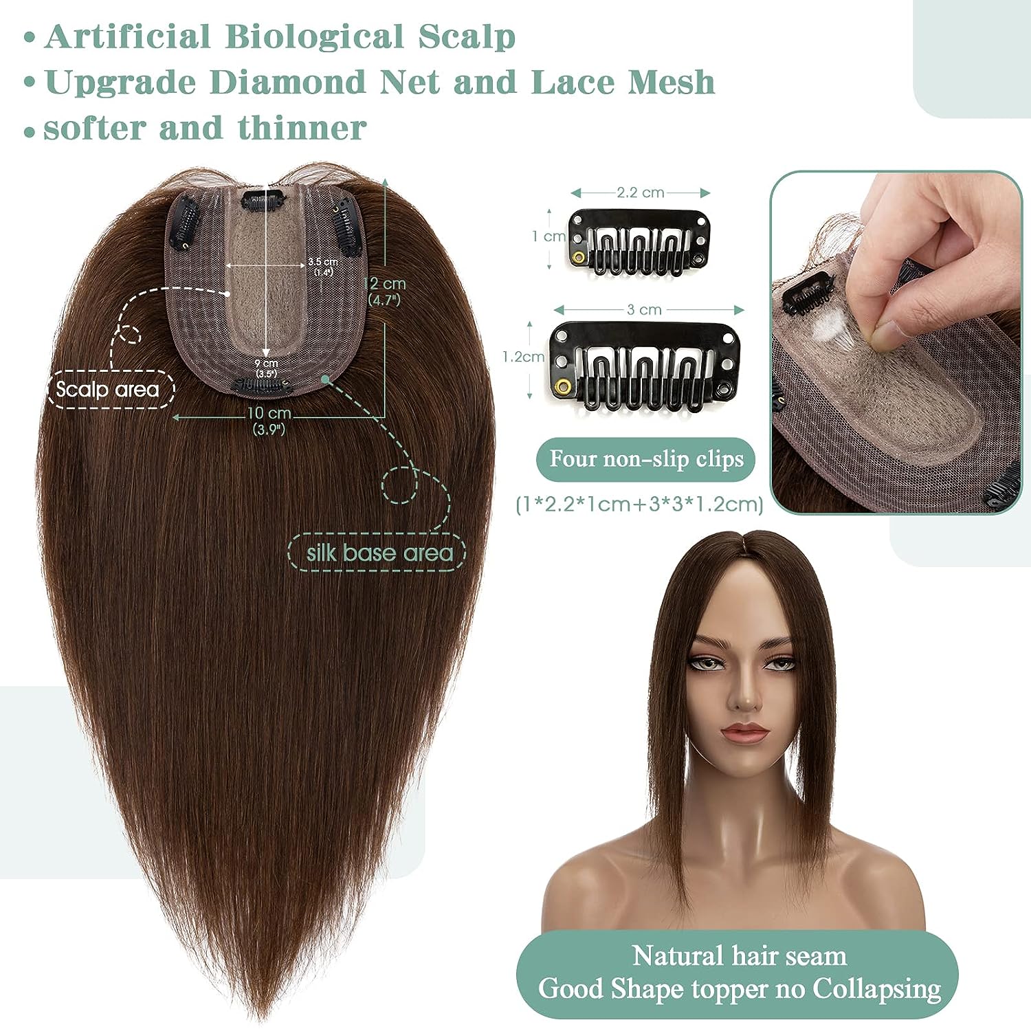 Topper de cabello humano liso  - Phone Accessories On Top reseña y precio